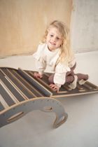 tupti.wood, duży bujak montessori z uchwytami + duża zjeżdżalnia, drabinka, szara