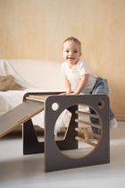 tupti.wood, kostka wielozadaniowa + mała zjeżdżalnia, drabinka, szara