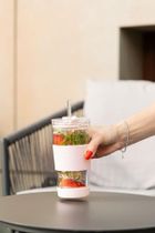 Vialli Design, kubek termiczny szklany ze słomką, 600 ml, różowy Fuori