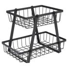 Vilde, koszyk na owoce metalowy, 2-poziomowy, czarny