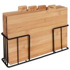 Vilde, kuchenna deska, bambusowa, 4 szt. w metalowym stojaku