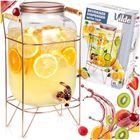 Vilde, słój do napojów z kranikiem i stojakiem, złoty, 8l