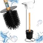 Vilde, stojak na papier toaletowy, ze szczotką, czarny, 53 cm