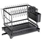 Vilde, suszarka na naczynia, metalowa, czarna, 2-poziomowa, 42-29-36,5 cm