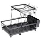 Vilde, suszarka na naczynia, metalowa, czarna, 2-poziomowa, 49,5-30-34 cm