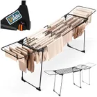 Vilde, suszarka na pranie, metalowa, czarna rozsuwana XXL, 204-260-56-103 cm