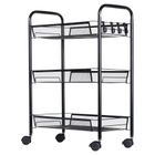 Vilde, wózek do przechowywania, metalowy czarny, 3-poziomowy