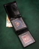 Zestaw prezentowy: Portfel, Brelok, czarny, skórzany, Peterson