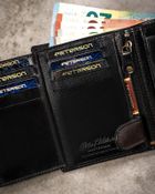 Zestaw prezentowy: Portfel, Brelok, czarny, skórzany, Peterson