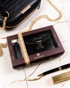 Zestaw prezentowy: Portfel, Brelok, czarny, skórzany, Peterson