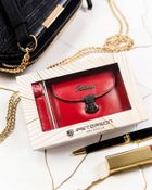 Zestaw prezentowy: Portfel, Brelok, czerwony, skórzany, Peterson