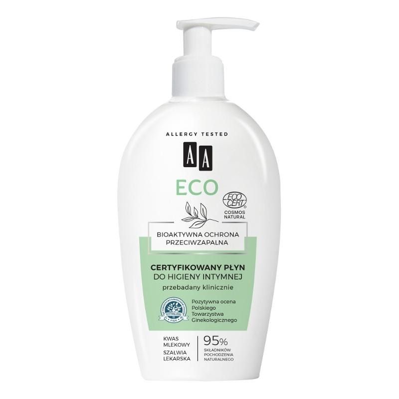 AA Eco, certyfikowany płyn do higieny intymnej, bioaktywna ochrona przeciwzapalna, 300 ml
