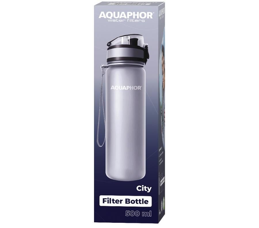 Aquaphor, City, butelka filtrująca, 1 wkład, 500 ml, szara
  