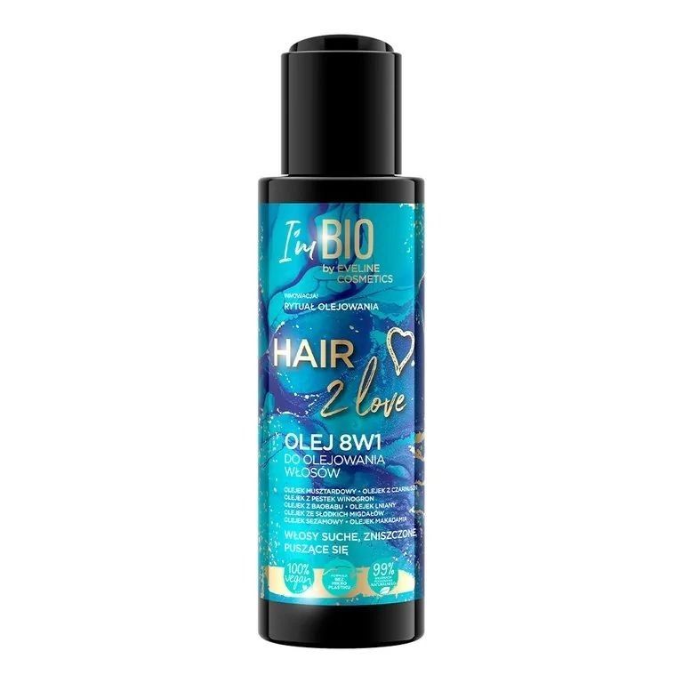 Eveline, Hair 2 Love, olej 8w1 do olejowania włosów suchych, zniszczonych i puszących się, 110 ml