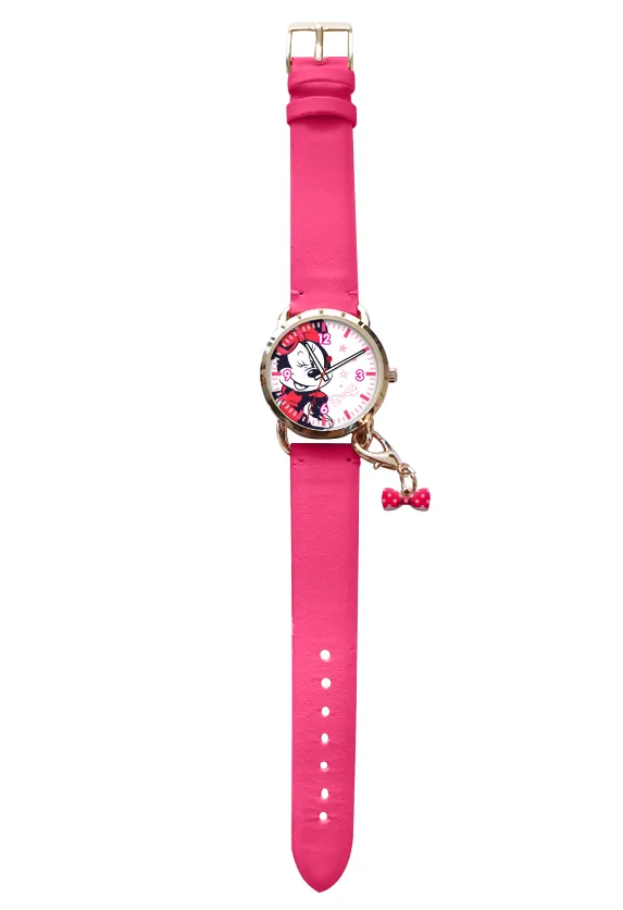 Myszka Minnie, zegarek analogowy, różowy