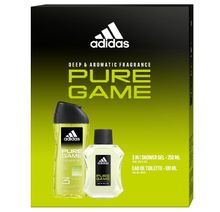 Adidas, Pure Game, zestaw prezentowy: woda toaletowa, 100 ml + żel pod prysznic 3w1, 250 ml