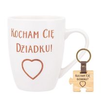 Altom design, kubek baryłka NBC z drewnianym brelokiem, Kocham Cię Dziadku, 340 ml