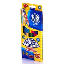 Astra, kredki ołówkowe trójkątne, dwustronne, 24 kolory, 12 szt.