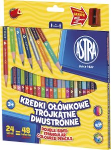 Astra, kredki ołówkowe trójkątne, dwustronne, 48 kolorów, 24 szt.