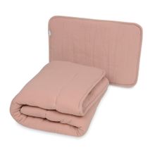 BabyMatex, kołdra z poduszką, zestaw muślinowy, różowy, 135-100 cm