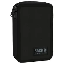 BackUp, piórnik rozkładany, podwójny, z wyposażeniem, Czarny