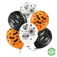 Balony lateksowe, nietoperze, pajęczyny, kościotrupy, 6 szt.