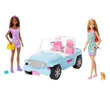 Barbie, Samochód terenowy Jeep + 2 lalki, zestaw do zabawy