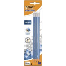 Bic, Evolution Triangle, ołówek z gumką, 3 szt.
