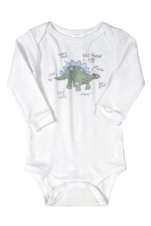 Body chłopięce z długim rękawem, białe, dinozaur, Up Baby