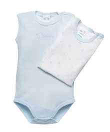 Body niemowlęce bez rękawów, białe, niebieskie, zestaw, 2 szt., Olimpias