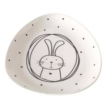 Boltze Home, talerz o nieregularnym kształcie, Hoppy, wzór w króliczki, 20-16 cm