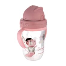 Canpol babies, Bonjour Paris, kubek niekapek z rurką i odważnikiem, czerwony, 270 ml