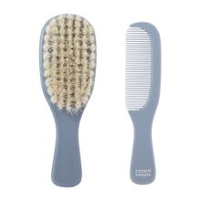 Canpol babies, Gold, szczotka i grzebień z naturalnym włosiem, niebieska