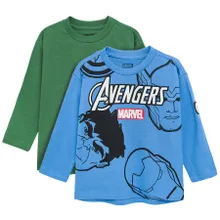 Cool Club, Bluzka chłopięca z długim rękawem, niebieska, zielona, The Avengers, zestaw, 2 szt.