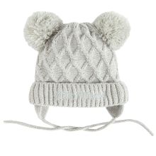 Cool Club, Czapka dziewczęca z pomponami, wiązana, szara