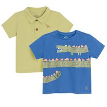 Cool Club, Komplet chłopięcy, Koszulka polo z krótkim rękawem, T-shirt, niebiesko-zielony