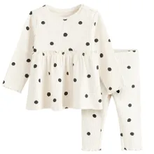 Cool Club, Komplet dziewczęcy, Bluzka z długim rękawem, Legginsy, prążkowany, ecru