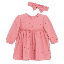 Cool Club, Komplet dziewczęcy, Sukienka z długim rękawem, Opaska, różowy