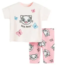 Cool Club, Komplet dziewczęcy, T-shirt, Legginsy 3/4, różowy, Kicia Kocia