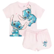 Cool Club, Komplet dziewczęcy, T-shirt, Szorty, różowy, Lilo i Stitch