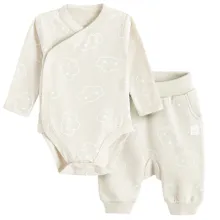 Cool Club, Komplet niemowlęcy, Body z długim rękawem, Półśpiochy, beżowy