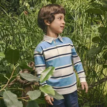 Cool Club, Koszulka polo chłopięca z długim rękawem, niebiesko-biała