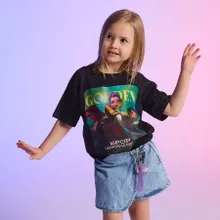 Cool Club, Luźny t-shirt dziewczęcy, czarny, K-Pop Demon Hunters