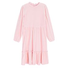 Cool Club, Sukienka dziewczęca z długim rękawem, welurowa, jasnoróżowa