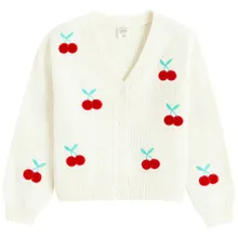 Cool Club, Sweter dziewczęcy, rozpinany, biały