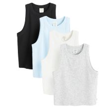 Cool Club, T-shirt dziewczęcy bez rękawów, prążkowany, mix, zestaw, 4 szt.