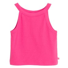 Cool Club, T-shirt dziewczęcy bez rękawów, prążkowany, różowy