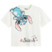 Cool Club, T-shirt dziewczęcy, biały, Lilo i Stitch