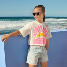 Cool Club, T-shirt dziewczęcy, crop top, biały