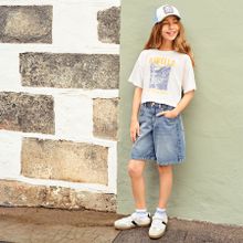 Cool Club, T-shirt dziewczęcy, crop top, biały